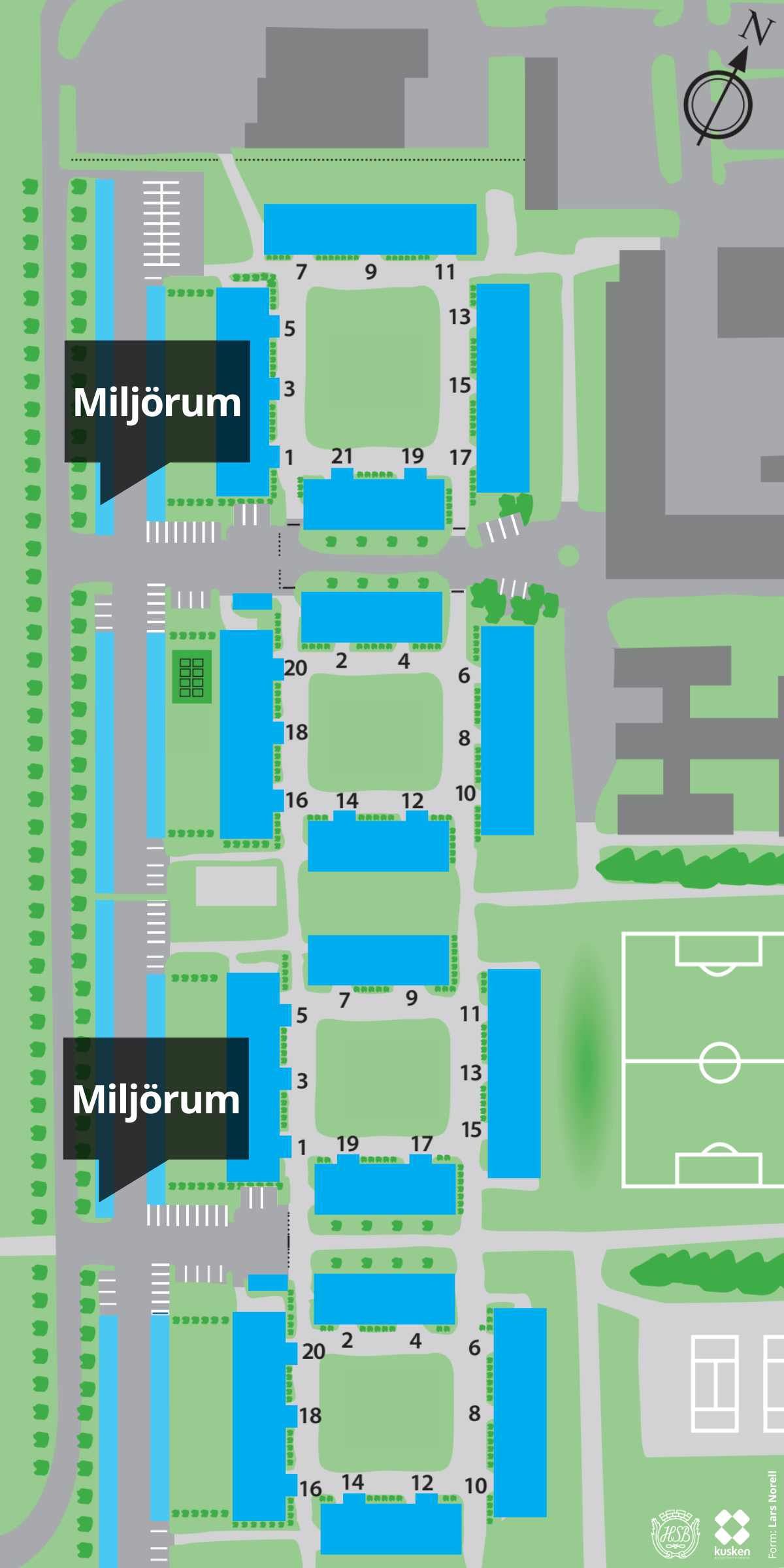 Karta vart miljörummen i Brf Kusken ligger